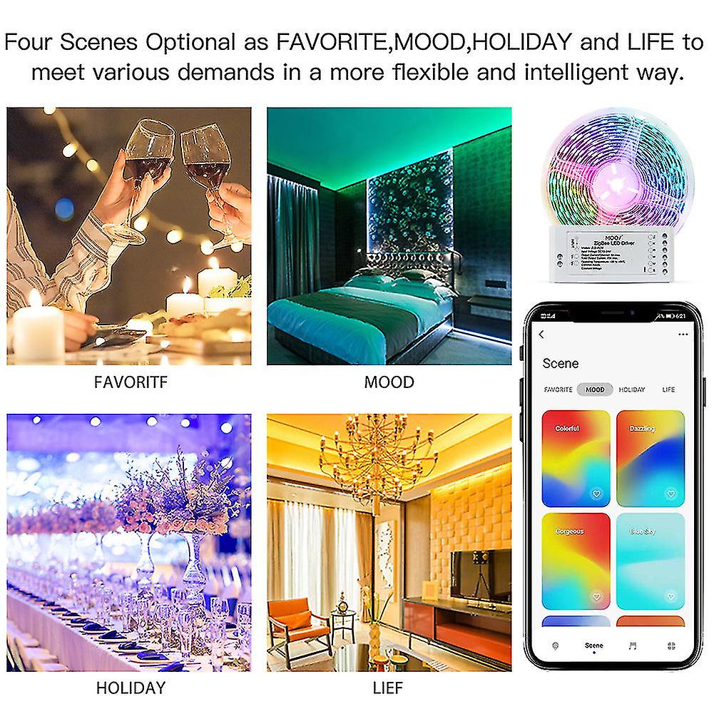 Zigbee Led Controller Light Strip Rgb Cct Dimmer Music Sync Tuya Smart App Control With Alexa Google Smartthings Remote Control