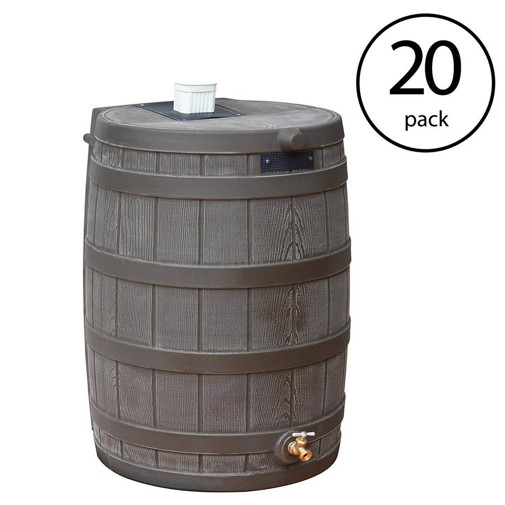 Good Ideas 50 Gal. Rain Wizard Plastic Rain Barrel Water Oak (20-Pack) 20 x RW50-OAK