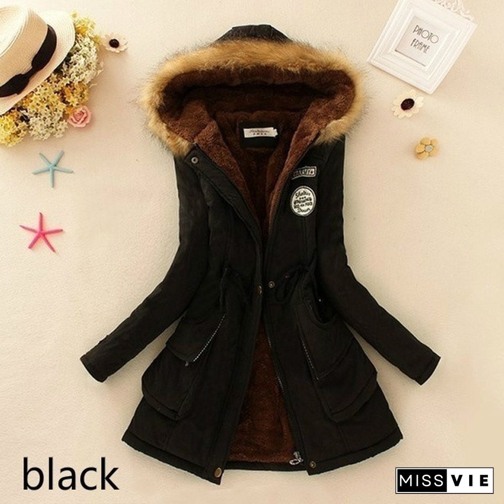 New Arrival Women‘s Fashion Warm Coats Women Jackets Warm Outwear Solid Fur Collar Thick Ladies Plus Size XS-5XL and 11 Colors