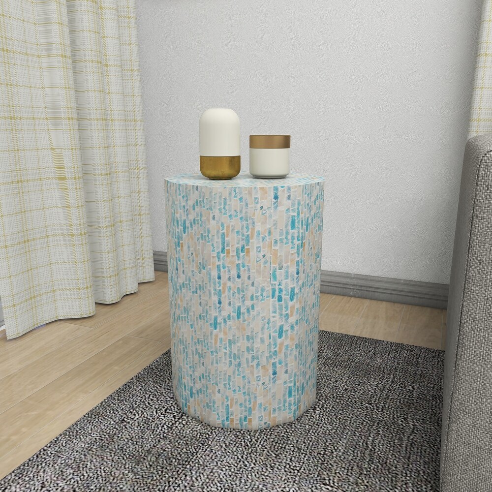 Blue Mother of Pearl Handmade Accent Table