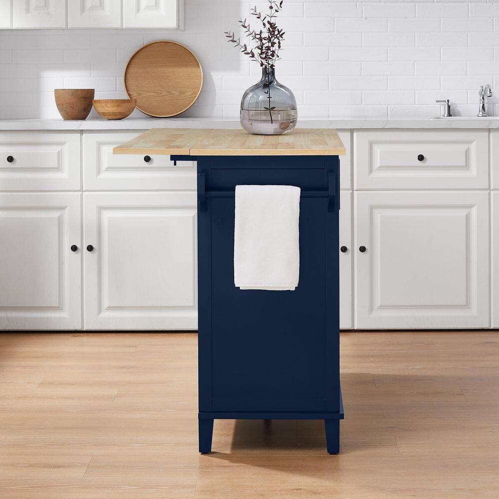 CROSLEY FURNITURE Cora Navy Kitchen Island with Drop Leaf CF3039NA-NV