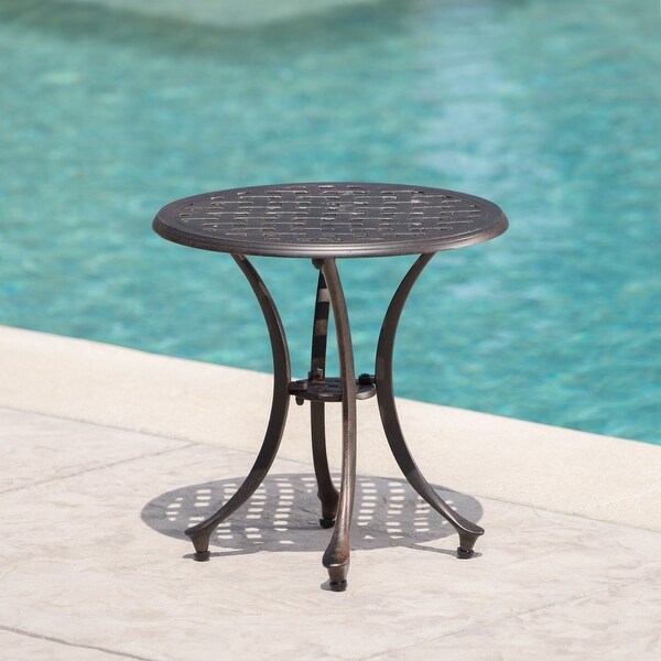 Lola Outdoor Round Aluminum Side Table by Christopher Knight Home