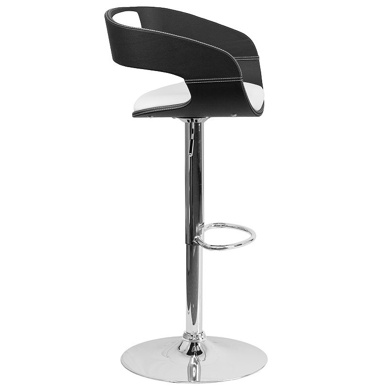 Emma and Oliver Bentwood Two Tone Black and White Vinyl Adjustable Height Barstool