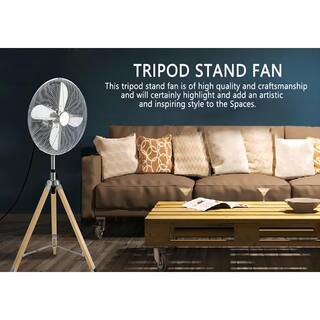 dubbin Vintage Tripod Fan: Retro Style Stand Fan for Home Air Circulation with 3 Speeds and Adjustable Height Silver - 16 in. FXFAN-7024