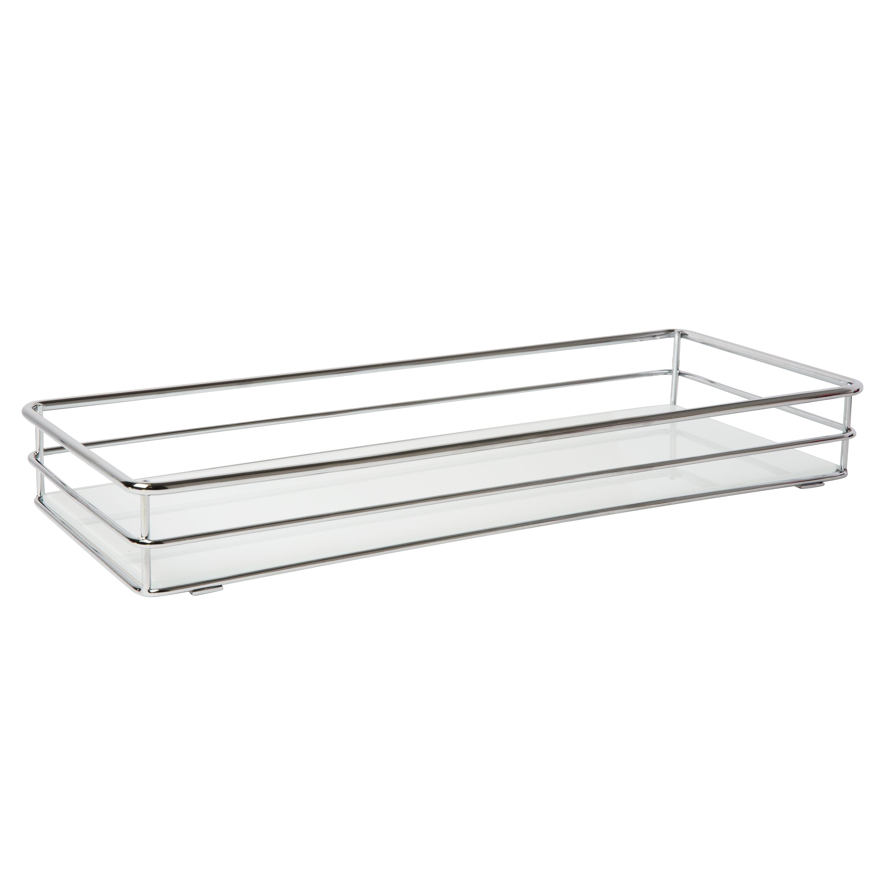 Elle Home Limoges Collection Rectangular Metal Freestanding Vanity Tray， Chrome