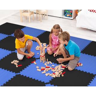 Norsk BlackGray 24 in. x 24 in. x 0.79 in. Foam Interlocking Reversible Floor Mat (4-Pack) 240279