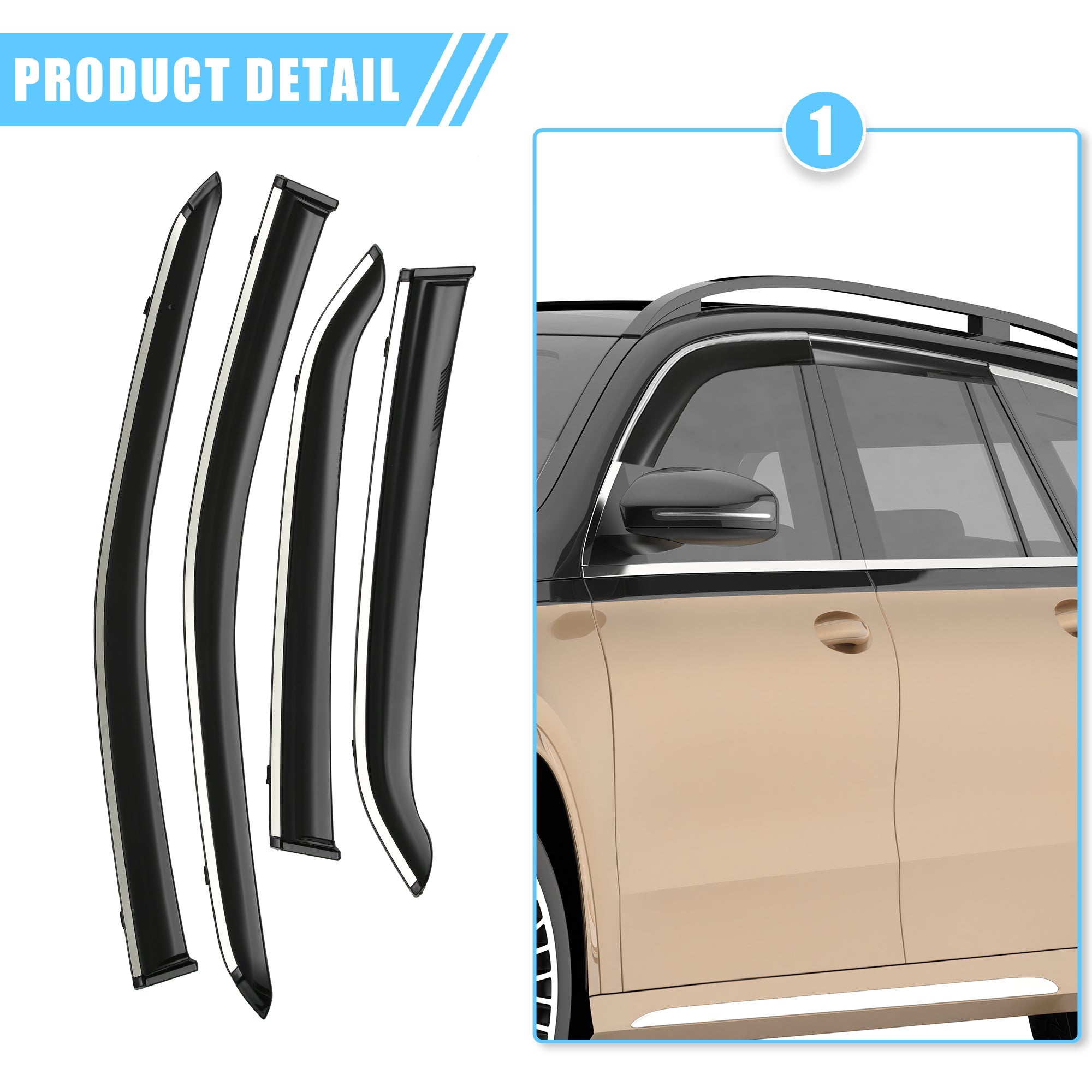 Unique Bargains 1 Set Window Vent Visor Deflectors Rain Guards Fit for Buick Encore 2013-2022 Black