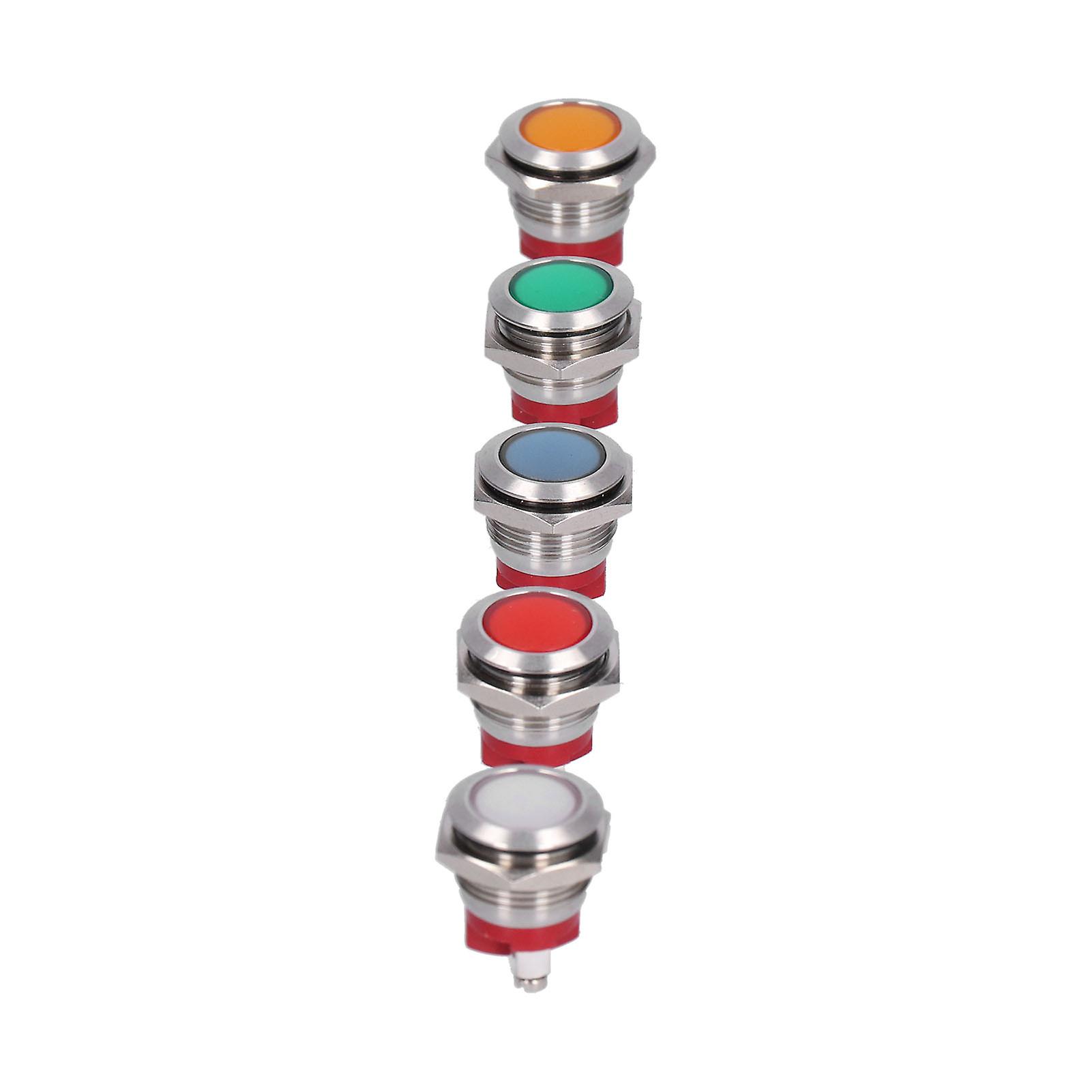 5 Pcs Metal Signal Indicator Convenient Connection Strong Conductivity Pilot Dash Light For Stop Lamp