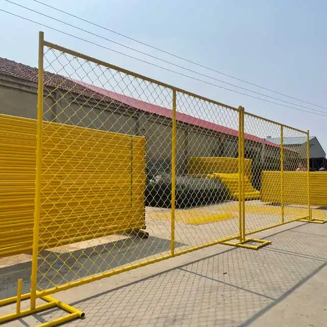 Supplies 6ft x 10ft Yellow PVC Coated Temporary Chain Link Construction Fence Design.