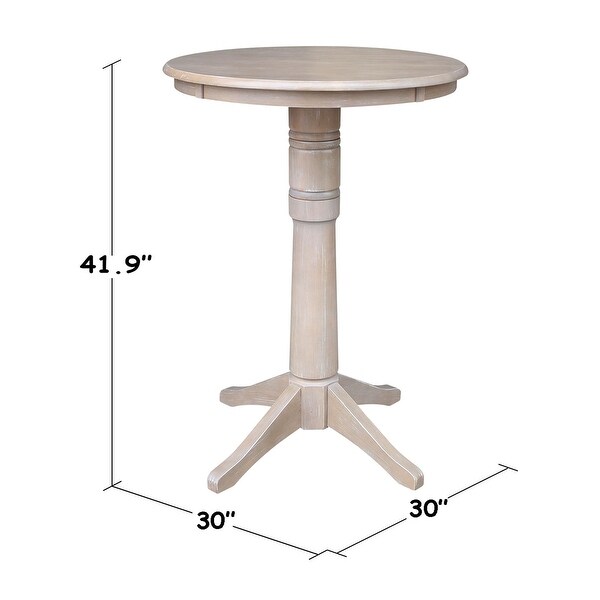 30-in. Round Washed Grey Taupe Wood Pedestal Table