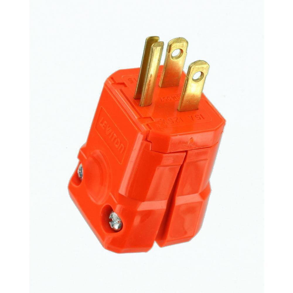 Leviton 15 Amp Python Straight Blade Plug Orange R52-05256-BVO