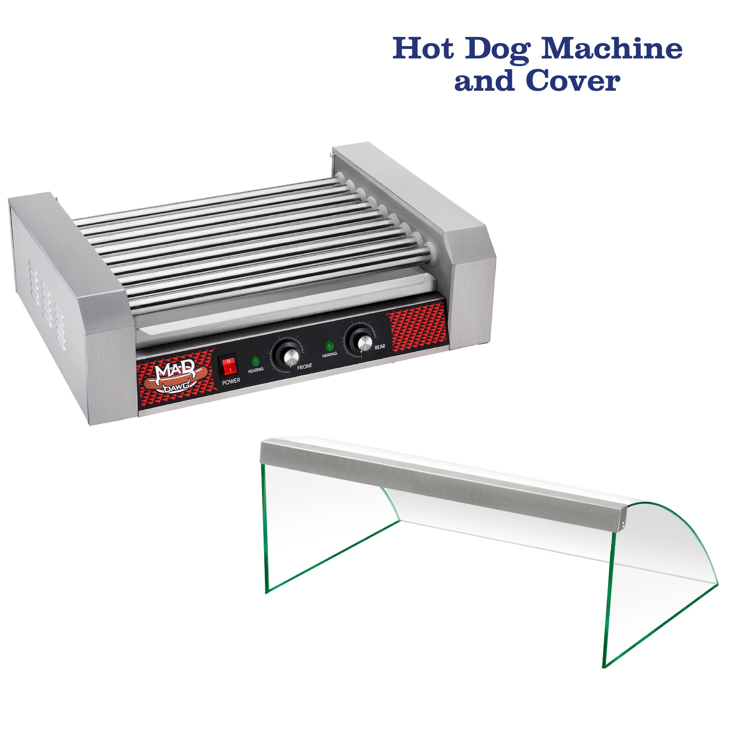 9 Roller Hot Dog Machine with Tempered Glass Cover by Great Northern Popcorn