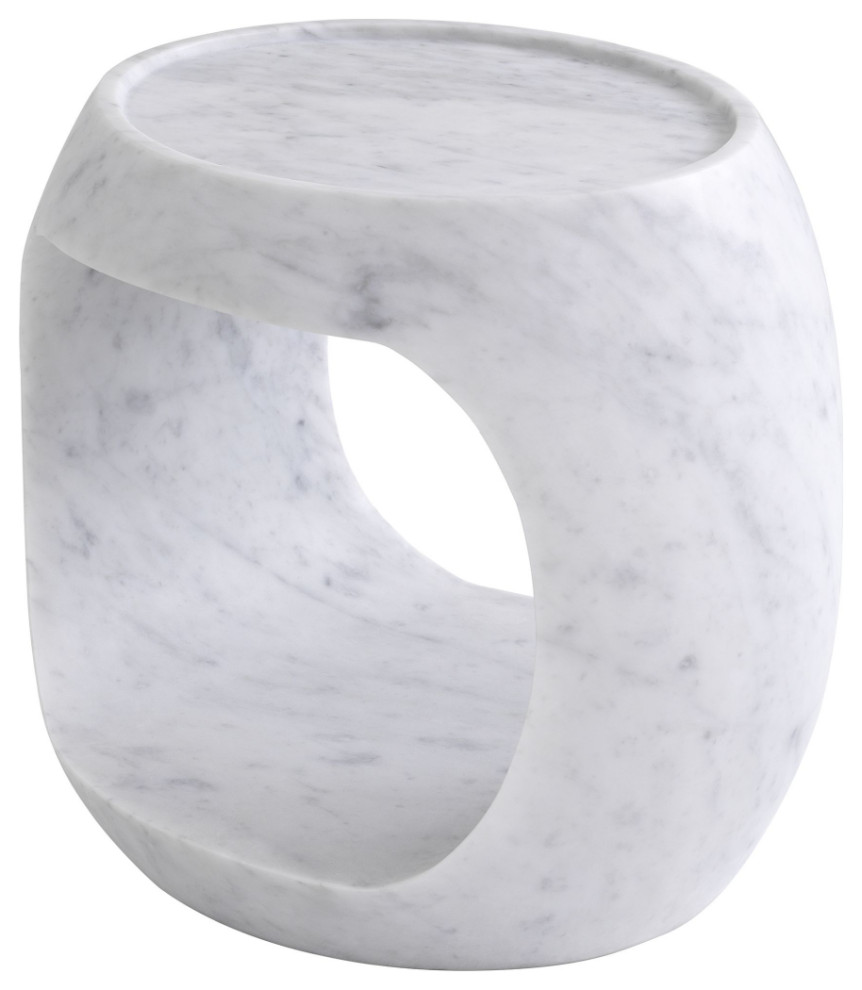 White Marble Round Side Table  Eichholtz Clipper Low   Traditional   Side Tables And End Tables   by Oroa   Distinctive Furniture  Houzz