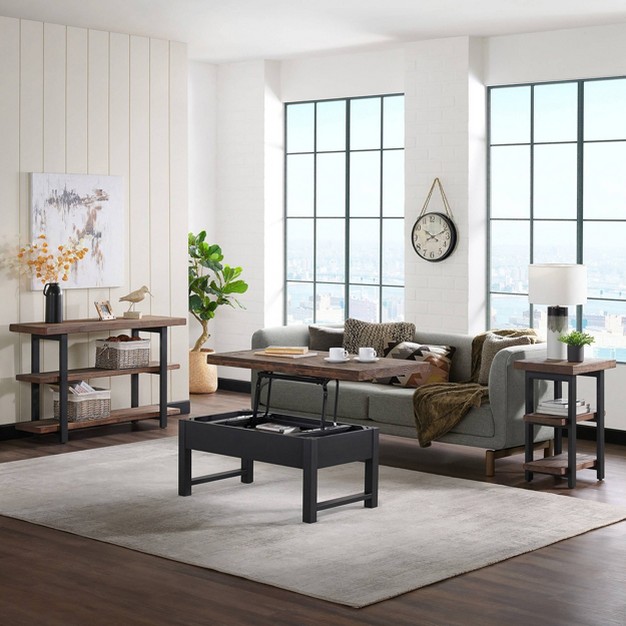 Pomona Living Room Set With Lift Top Coffee Table Console Table And Two End Tables Rustic Natural Bolton Furniture