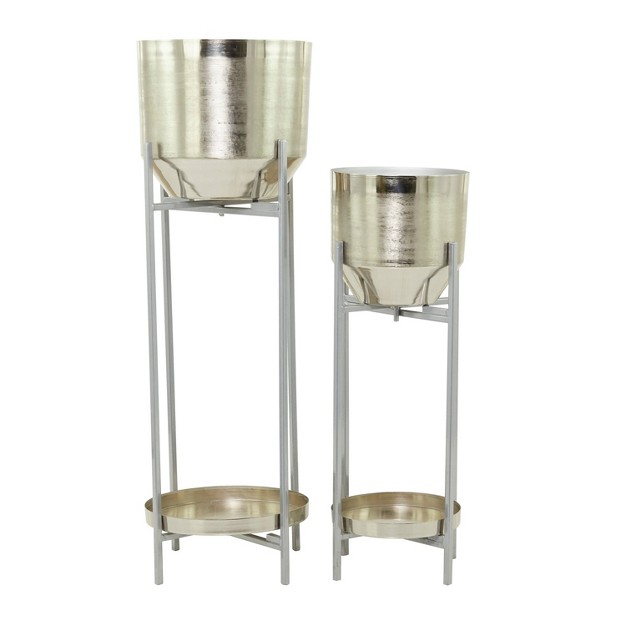 Olivia amp May 2pc Modern Metal Planter Pots