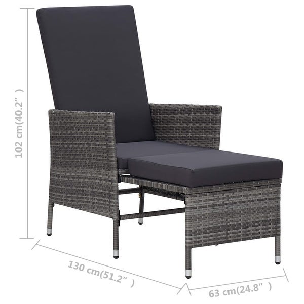 3 Piece Patio Lounge Set with Cushions Poly Rattan Gray - Overstock - 36225889