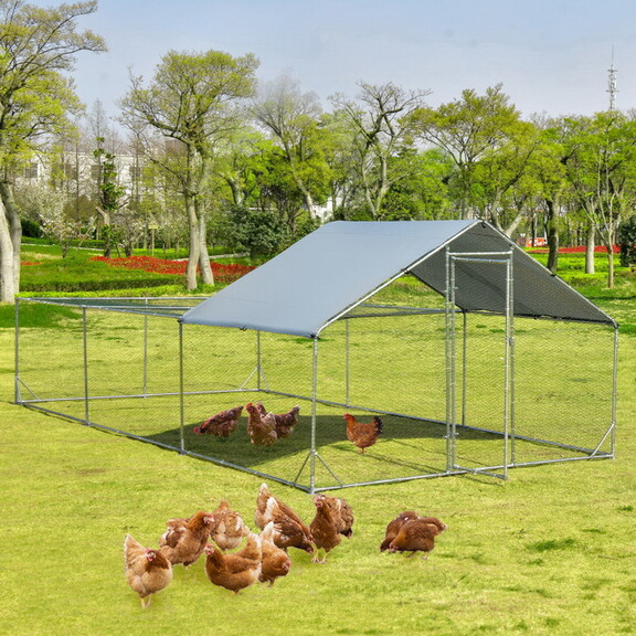 Costway 69532174 Large Metal Chicken Coop with Wat...