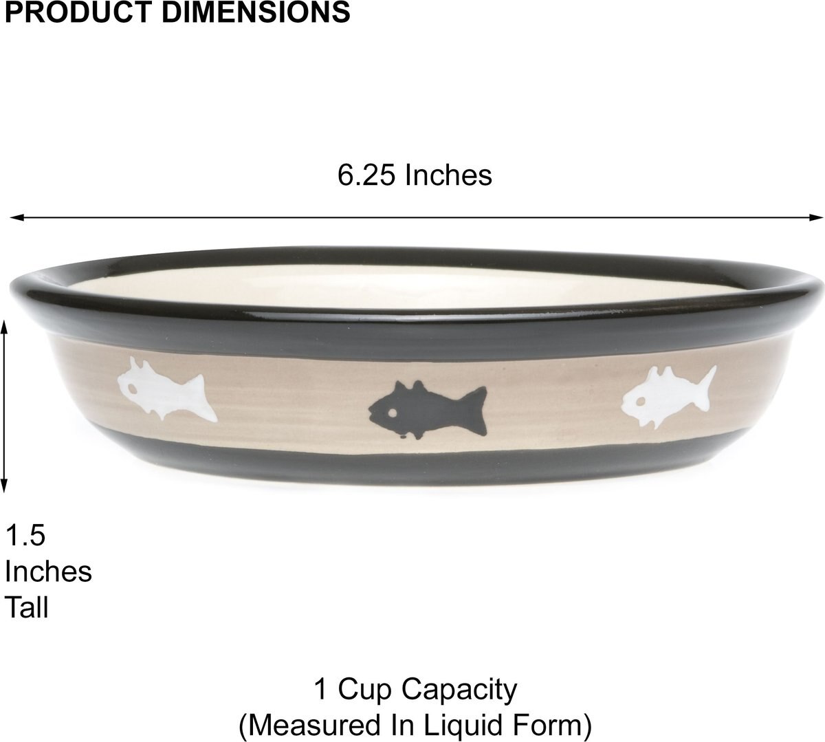 PetRageous Designs City Pets Oval Fish Ceramic Cat Dish