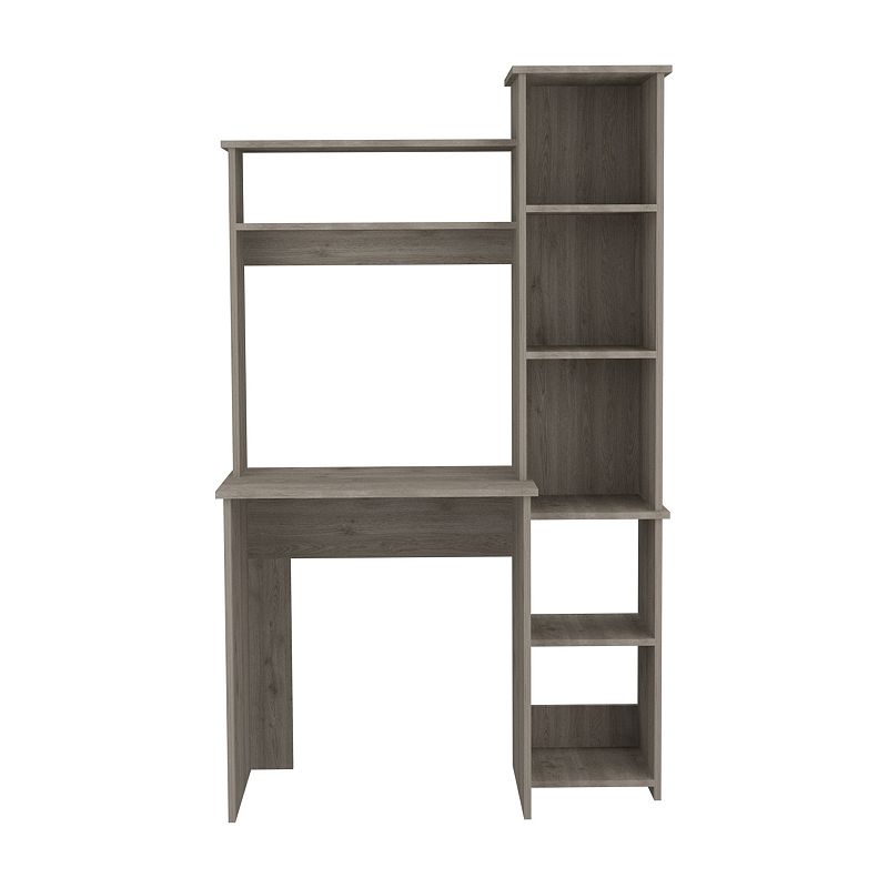 Detroit 2 Piece Office Set， Dozza Bookcase + Aramis Desk， Light Gray