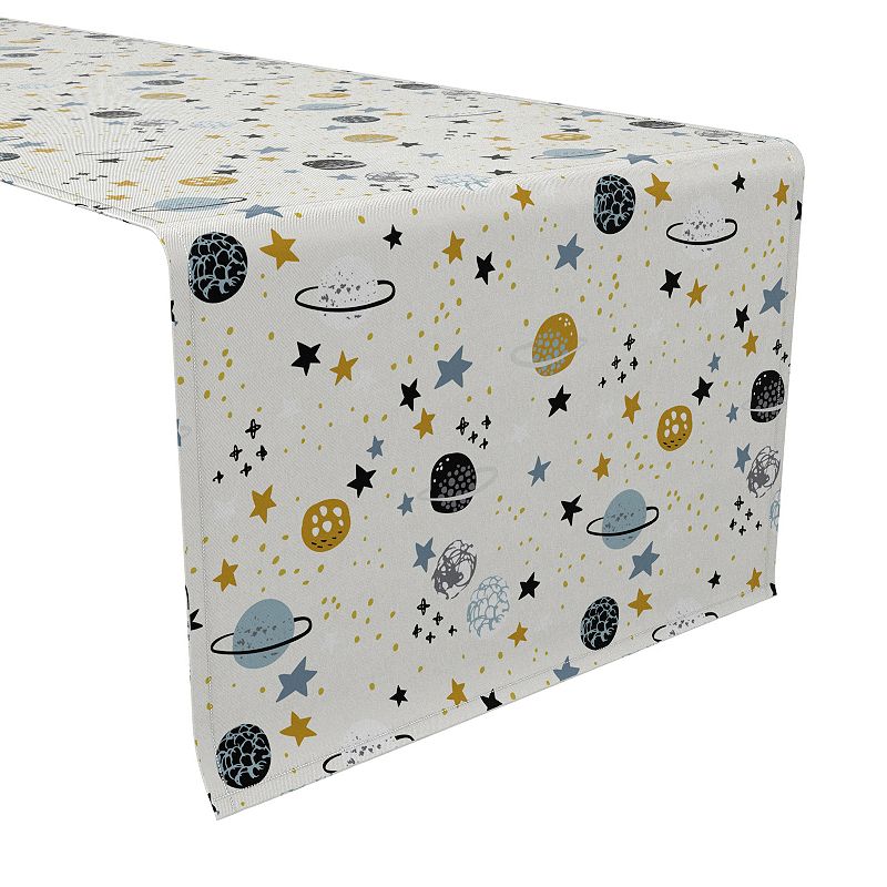 Table Runner， 100% Cotton， 16x90， Cartoon Galaxy