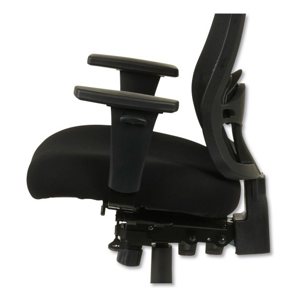 Alera Etros Series Mesh Mid-Back Petite Multifunction Chair， Supports up to 250 lbs.， Black Seat/Black Back， Black Base