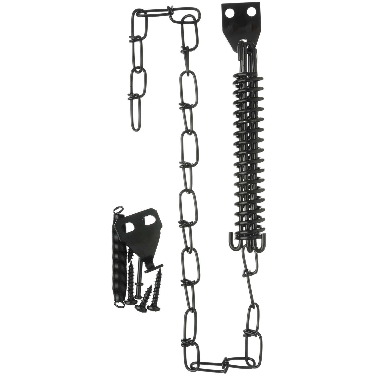 Wright Galvanized Black Steel Spring and Chain Door Retainer 1 pk