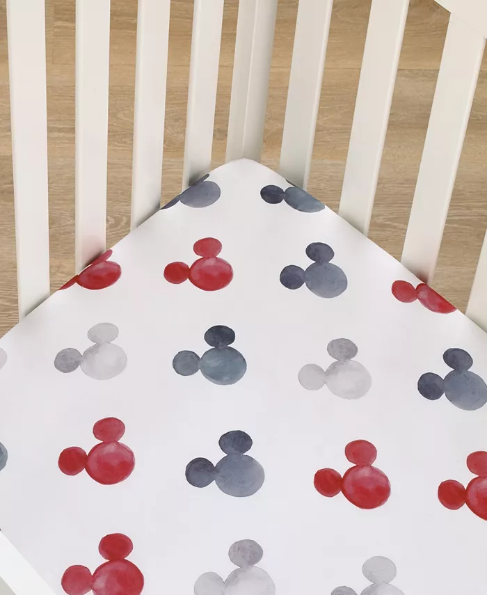 Disney Mickey Mouse Red Watercolor Mini Crib Sheet