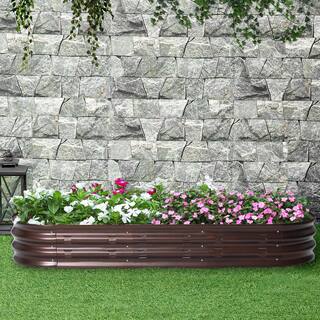 LuxenHome 5.6 ft. Oval Brown Metal Garden Bed WHPL431