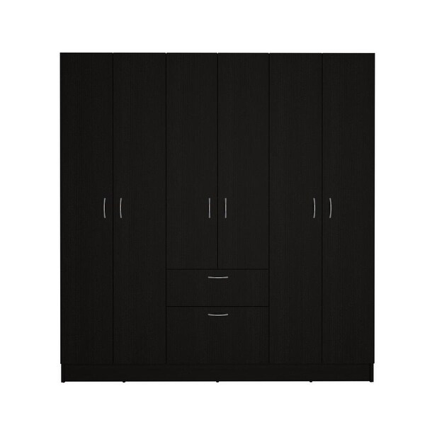 Kibo Six Door Modern Armoire with One Drawer， Rod， Seven Interior Shelves - - 34518437