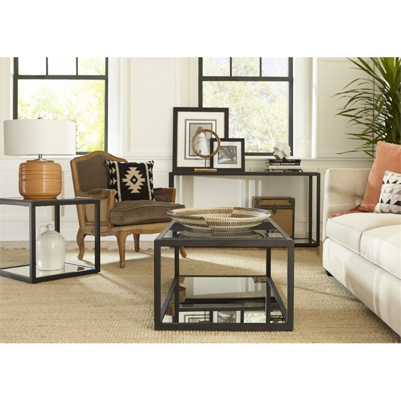 Modus Ellis Smoked Glass Top End Table in Nutmeg   Transitional   Side Tables And End Tables   by Homesquare  Houzz