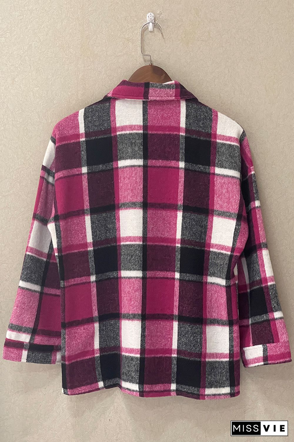 Plaid Shirts Long Sleeve Flannel Lapel Button Down Pocketed Shacket Jacket Coats