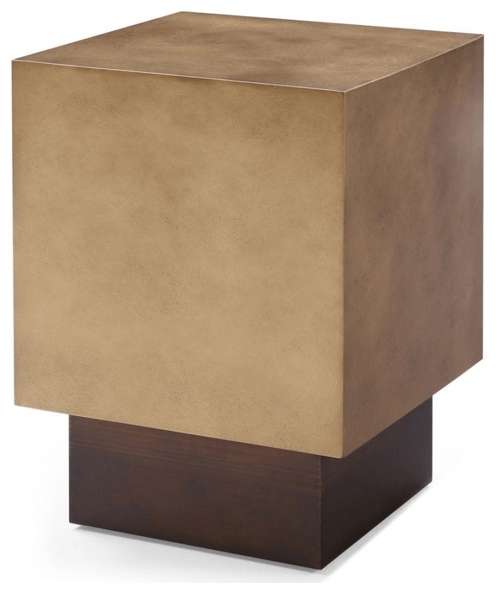 24 quotAntiqued Copper And Light Brown Metal Square End Table   Contemporary   Side Tables And End Tables   by HomeRoots  Houzz