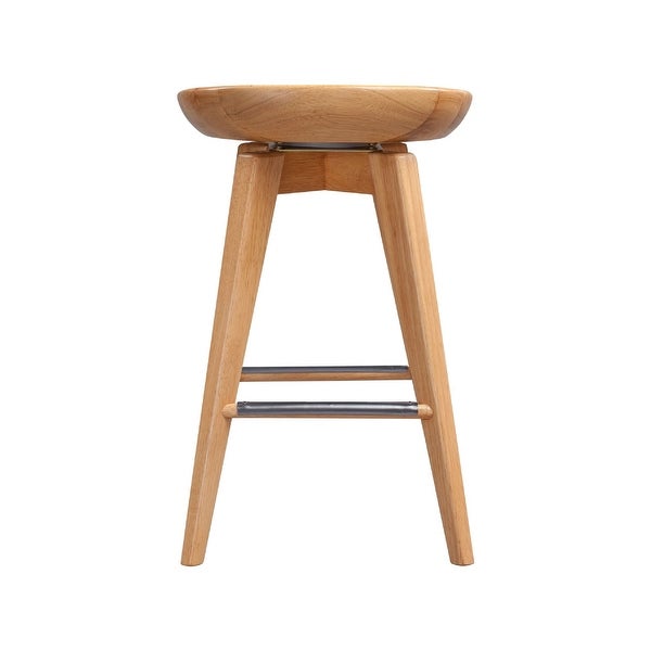 Esme 24 Inch Swivel Counter Stool with Contour Seat， Wood， Natural Brown