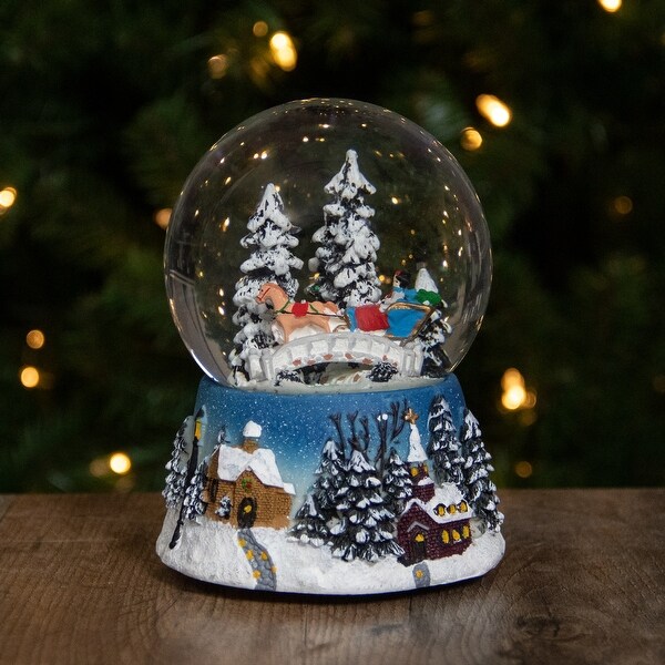 5.75 Winter Forest Sleigh Ride Musical Christmas Snow Globe