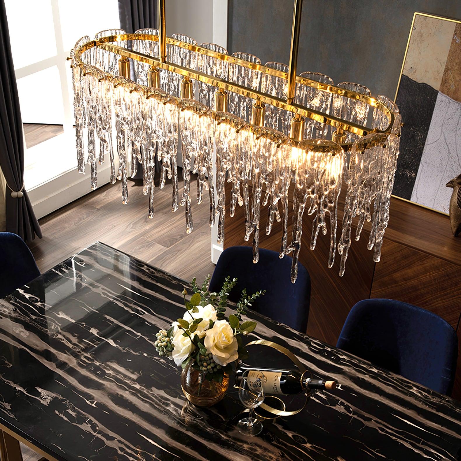 Rectangular Icicle Glass Chandelier