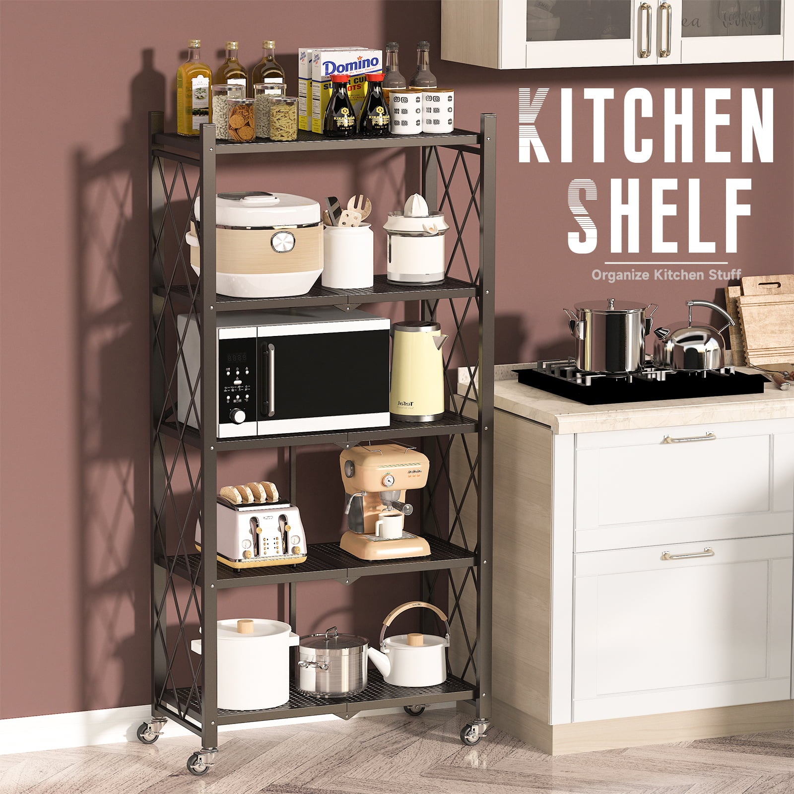 COOKCOK 5-Tier Storage Shelving Unit,Heavy Duty Metal Shelf 27.9