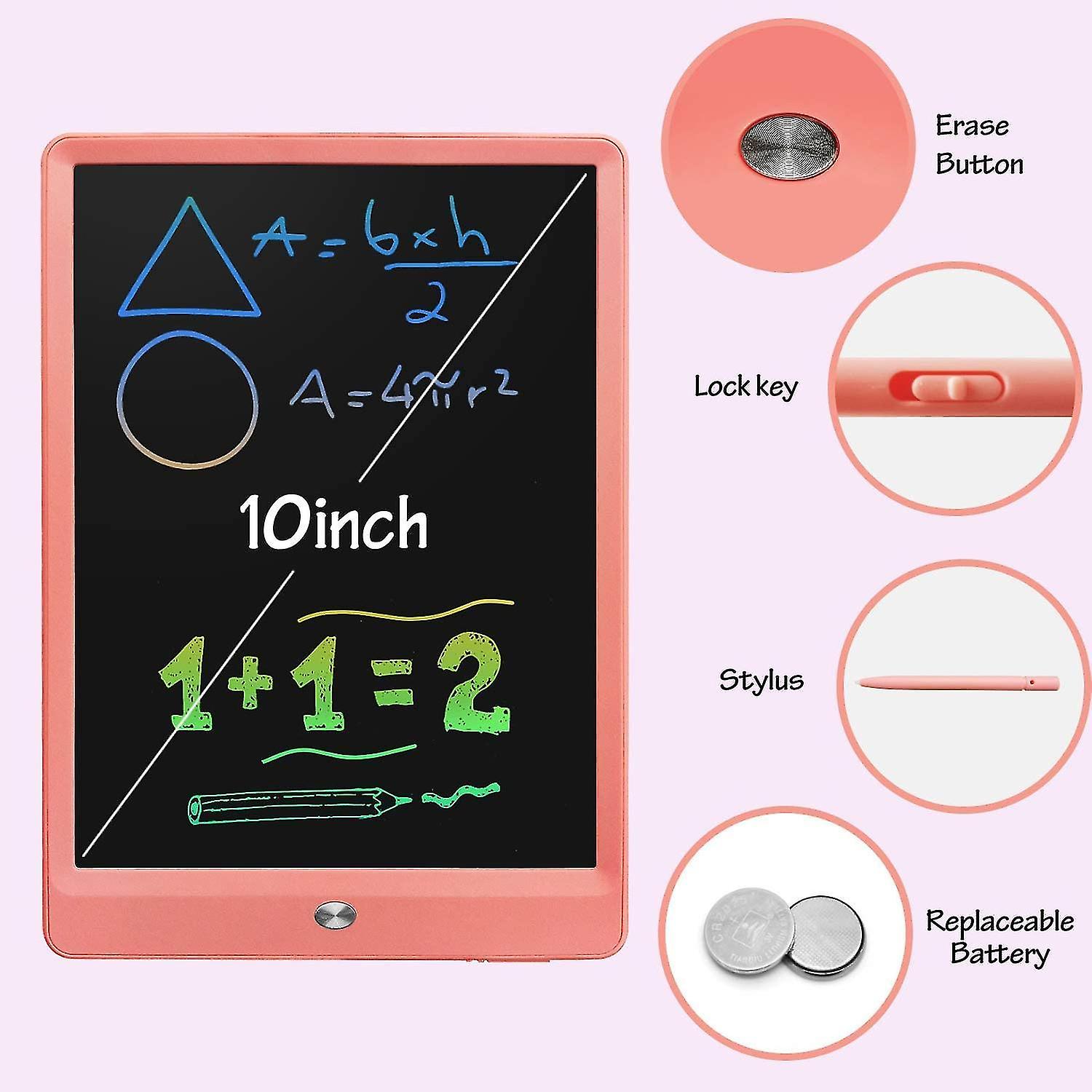 Children's Learning Toy 3-7 Years Old Girl Color Lcd Writing Board Graffiti Board 10 Inch Erasable Drawing Board Writing Board (pink)