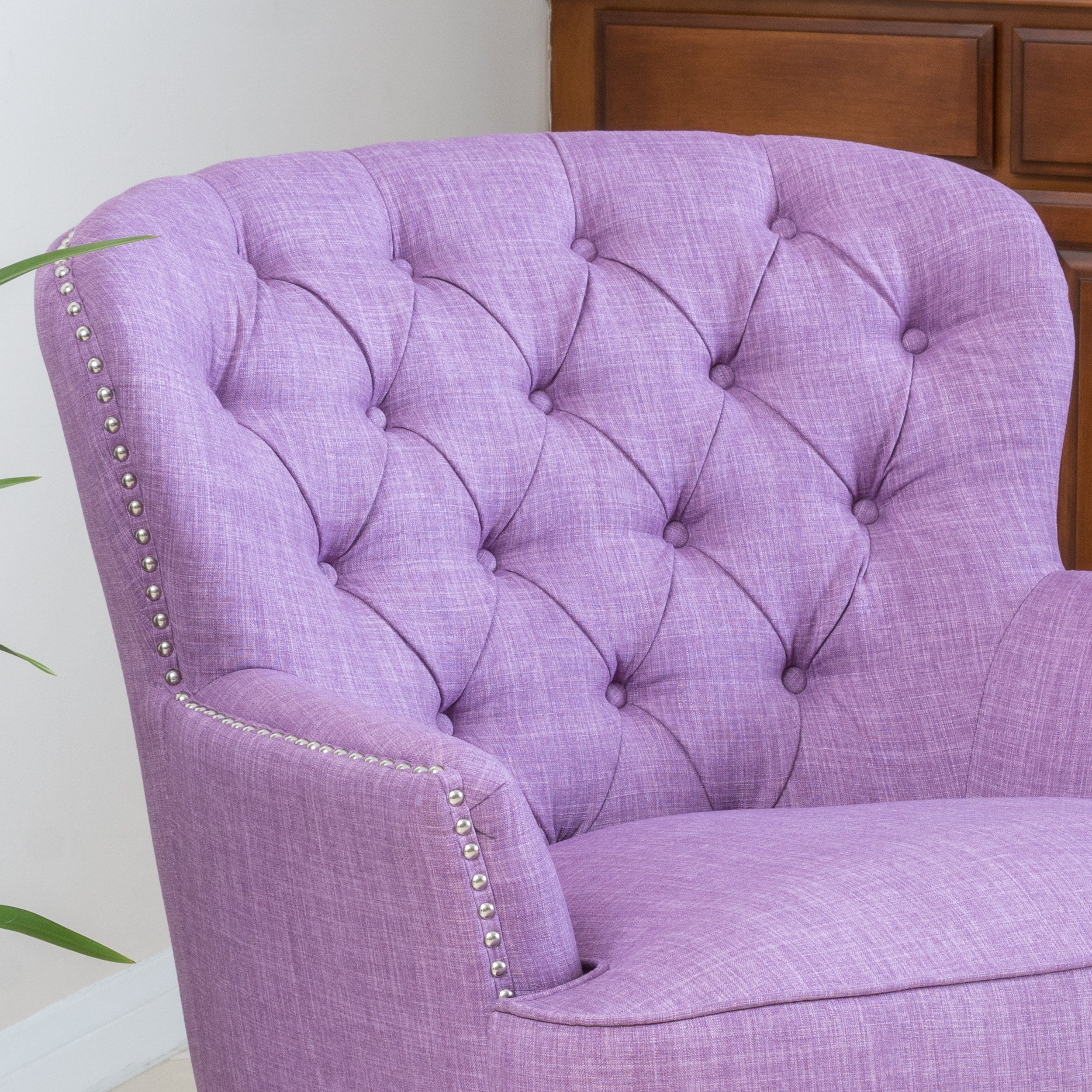 Alfred Button Tufted Fabric Club Chair