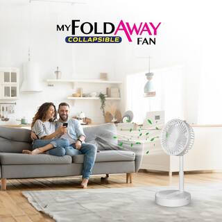 As Seen on TV 2-in-1 Adjustable Height 40 in. Unique Foldable and Portable My Foldaway Rechargeable Floor and Table Fan 7039