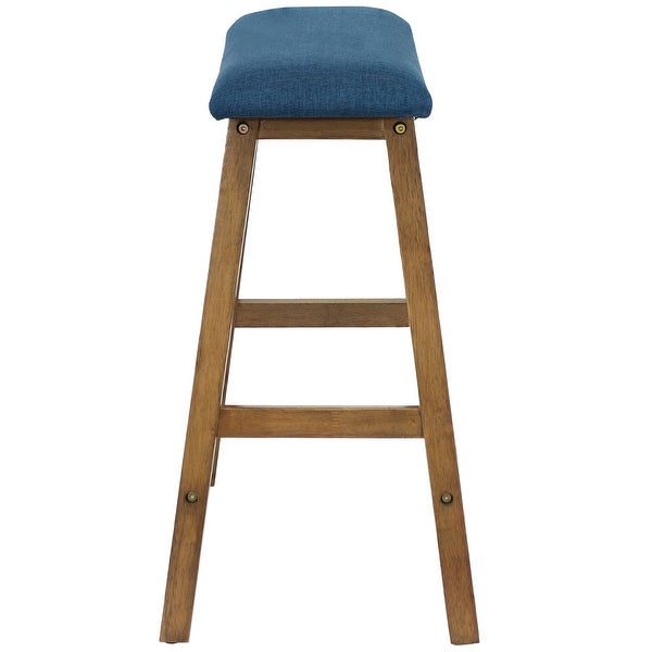 Set of 2 Counter-Height Stools - Blue Cushions