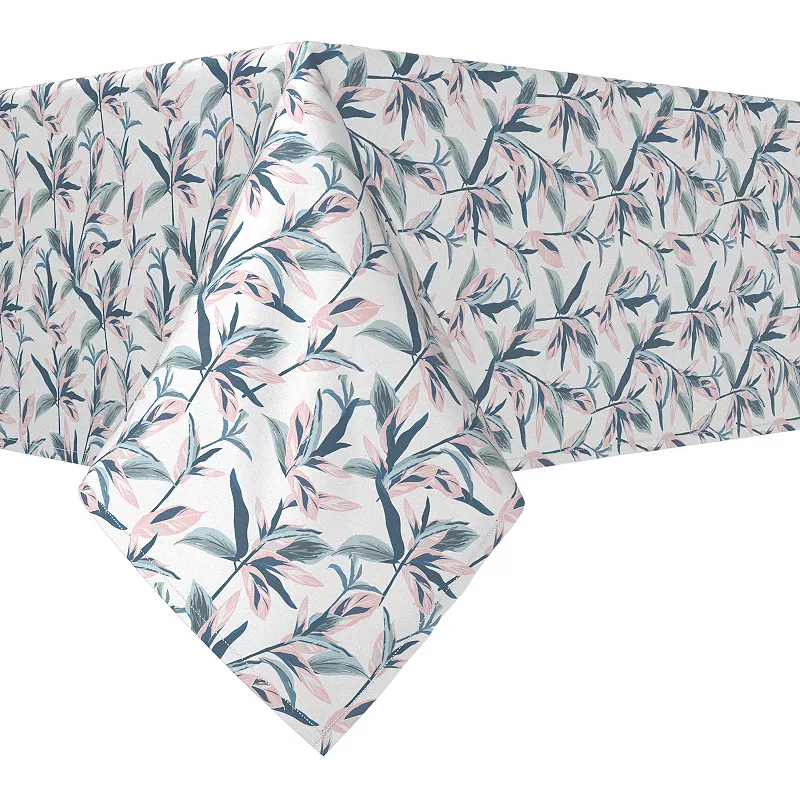 Rectangular Tablecloth， 100% Cotton， 60x84， Pastel Tropical Leaves