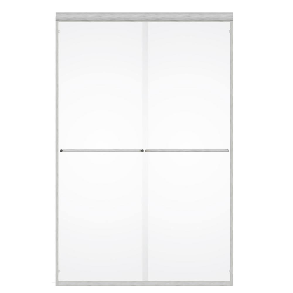 Holcam Eurolite 48 in. x 70.5 in. Frameless Sliding Shower Door in Brushed Nickel ELSE.BNK.CLR.4870.HS