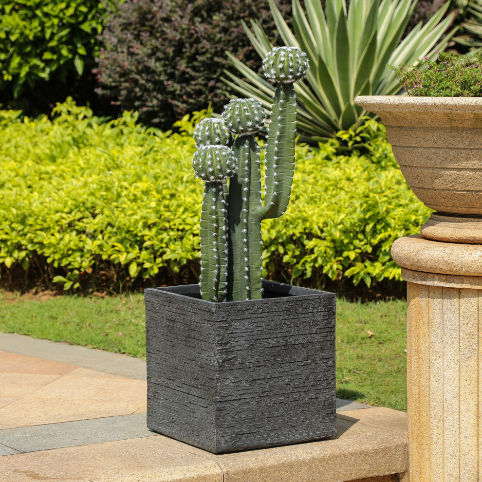 Stone Finish Square MgO Planter (Large)   Transitional   Outdoor Pots And Planters   by Winsome House Inc.  Houzz