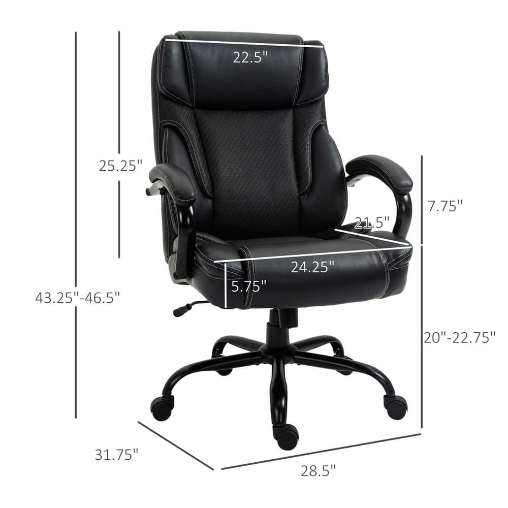 Vinsetto Black PU Seat Executive Office Chair with High Back Adjustable 921-462BK