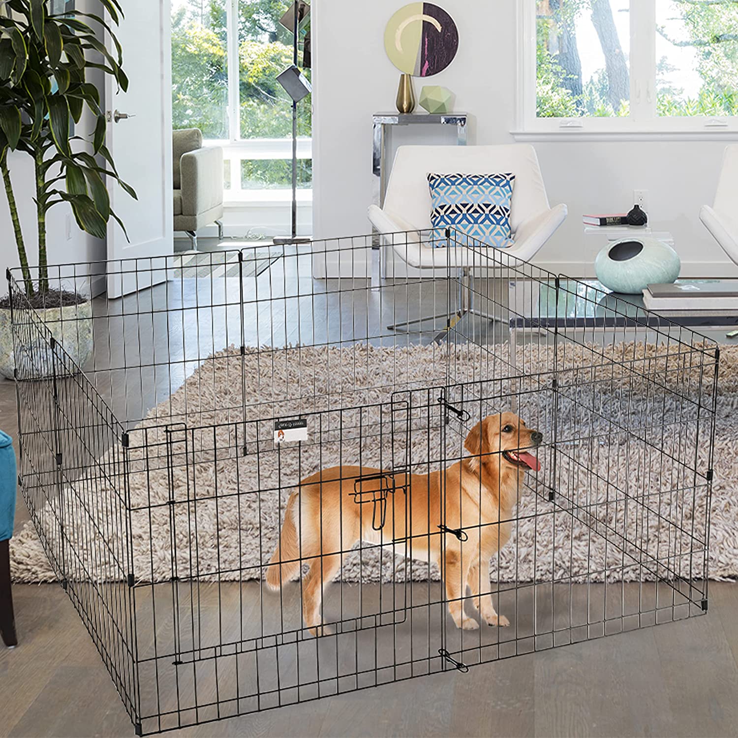 Puppy Playpen Collection – Foldable Metal Exercise Enclosure Â– Eight 24x30-Inch Panels Â– Indoor/Outdoor Pen with Gate for Dogs， Cats or Small Animals by Petmaker