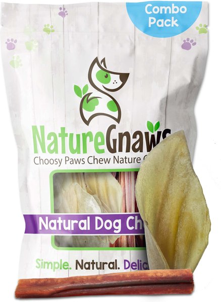 Nature Gnaws Cow Ear and Bully Stick Combo Dog Treats