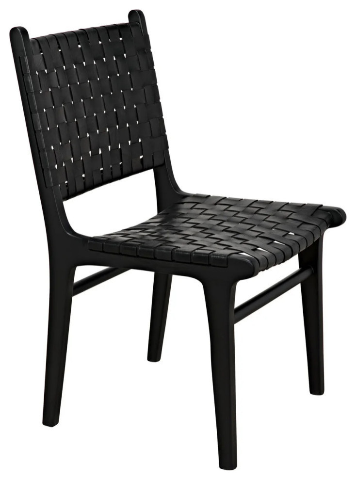 Leander Dining Chair  Leather  Black Set of 2   Modern   Dining Chairs   by Rustic Home Furniture Deco  Houzz