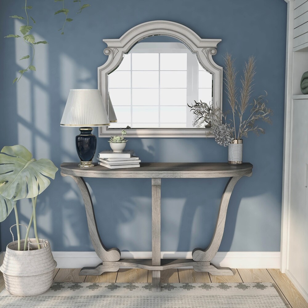 DH BASIC Farmhouse Vintage Grey Oak 48 inch Entryway Console Table by Denhour