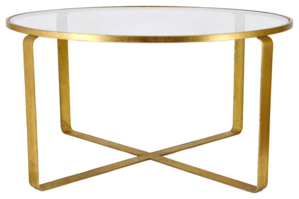 Sansa Gold Round Coffee Table   Contemporary   Coffee Tables   by Rustic Home Furniture Deco  Houzz