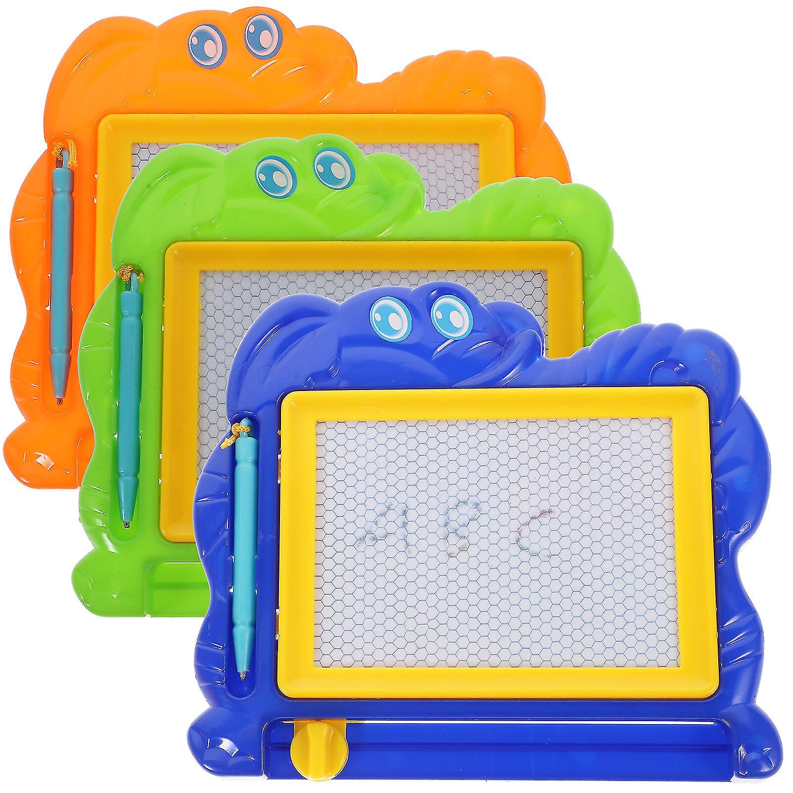 3pcs Mini Cartoon Erasable Magnetic Drawing Board Plastic Educational Learning Toy Doodle Sketch Writing Board(random Style Random Color)